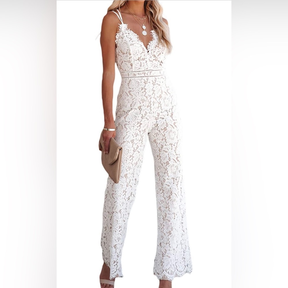 NWOT. White lace jumpsuit